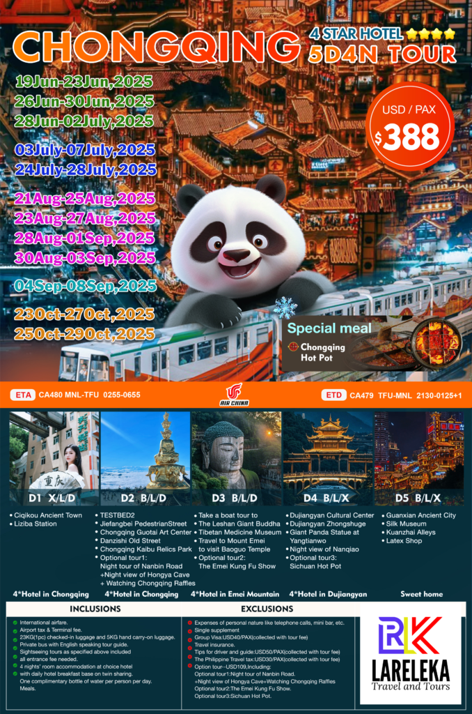 Chongqing 5D4N Tour Package (from Manila)